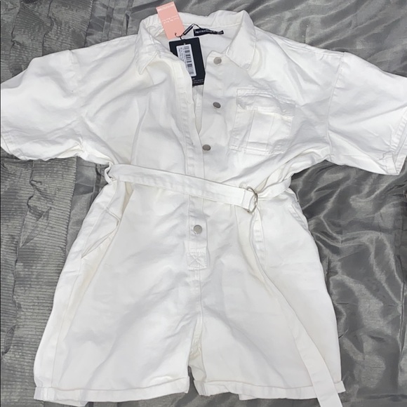 PrettyLittleThing Other - White denim shorts playsuit!